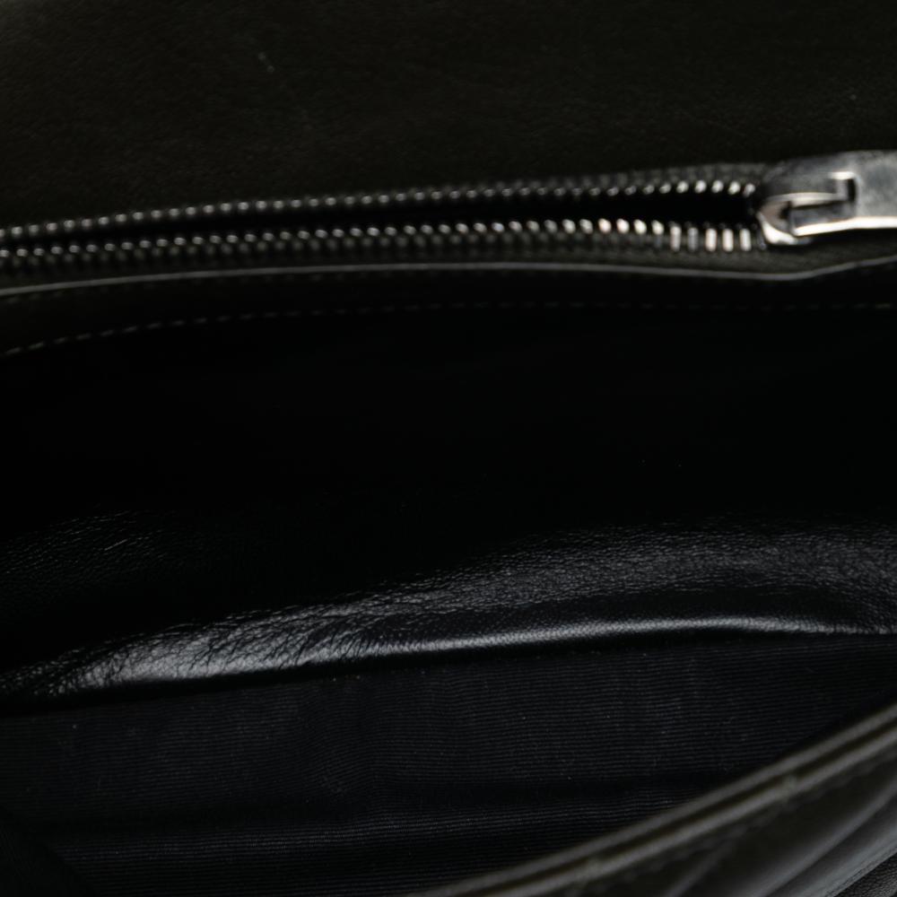 Saint Laurent Black Medium Chevron Sheepskin Monogram College Satchel Italy