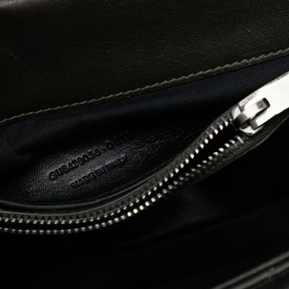 Saint Laurent Black Medium Chevron Sheepskin Monogram College Satchel Italy