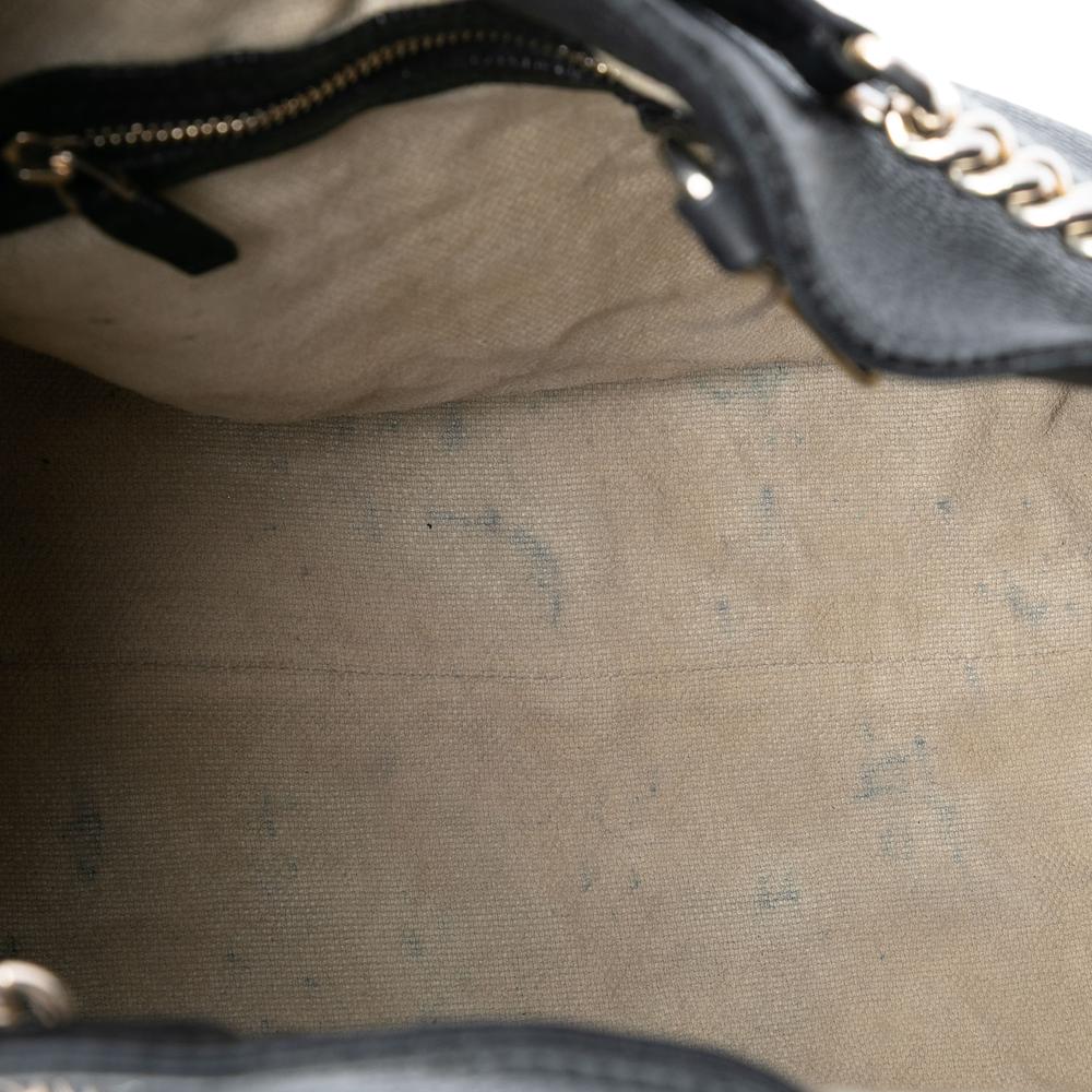 Gucci B Gucci Black Calf Leather Medium Soho Chain Tote Italy