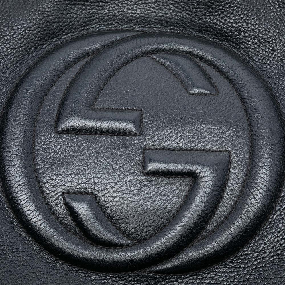 Gucci B Gucci Black Calf Leather Medium Soho Chain Tote Italy