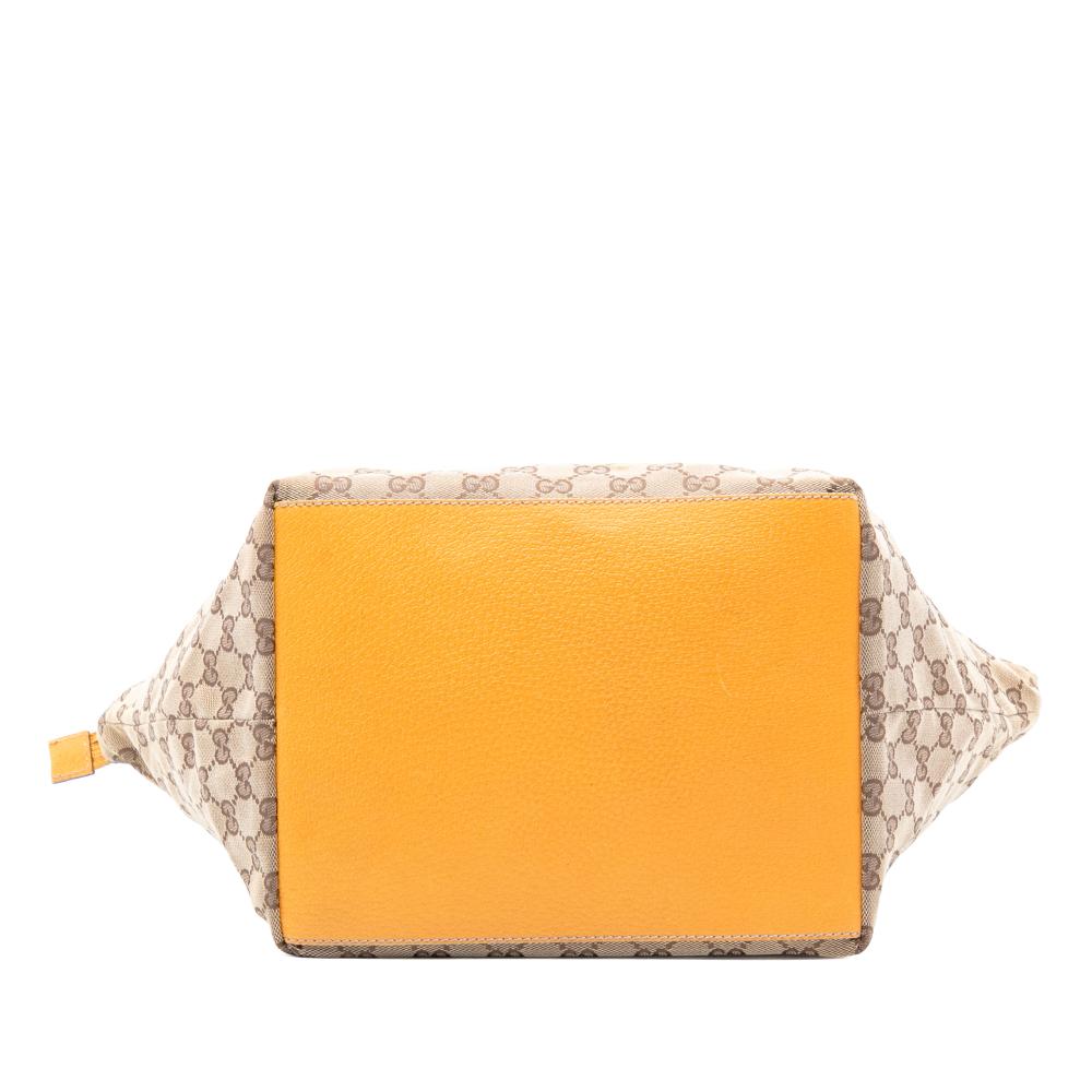 Gucci AB Gucci Brown Beige Canvas Fabric GG Web Tote Italy