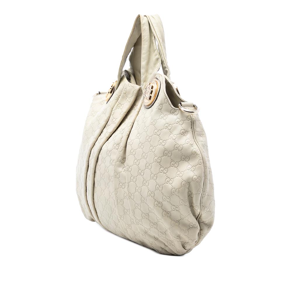 Gucci B Gucci White Calf Leather Large Guccissima Hysteria Satchel Italy