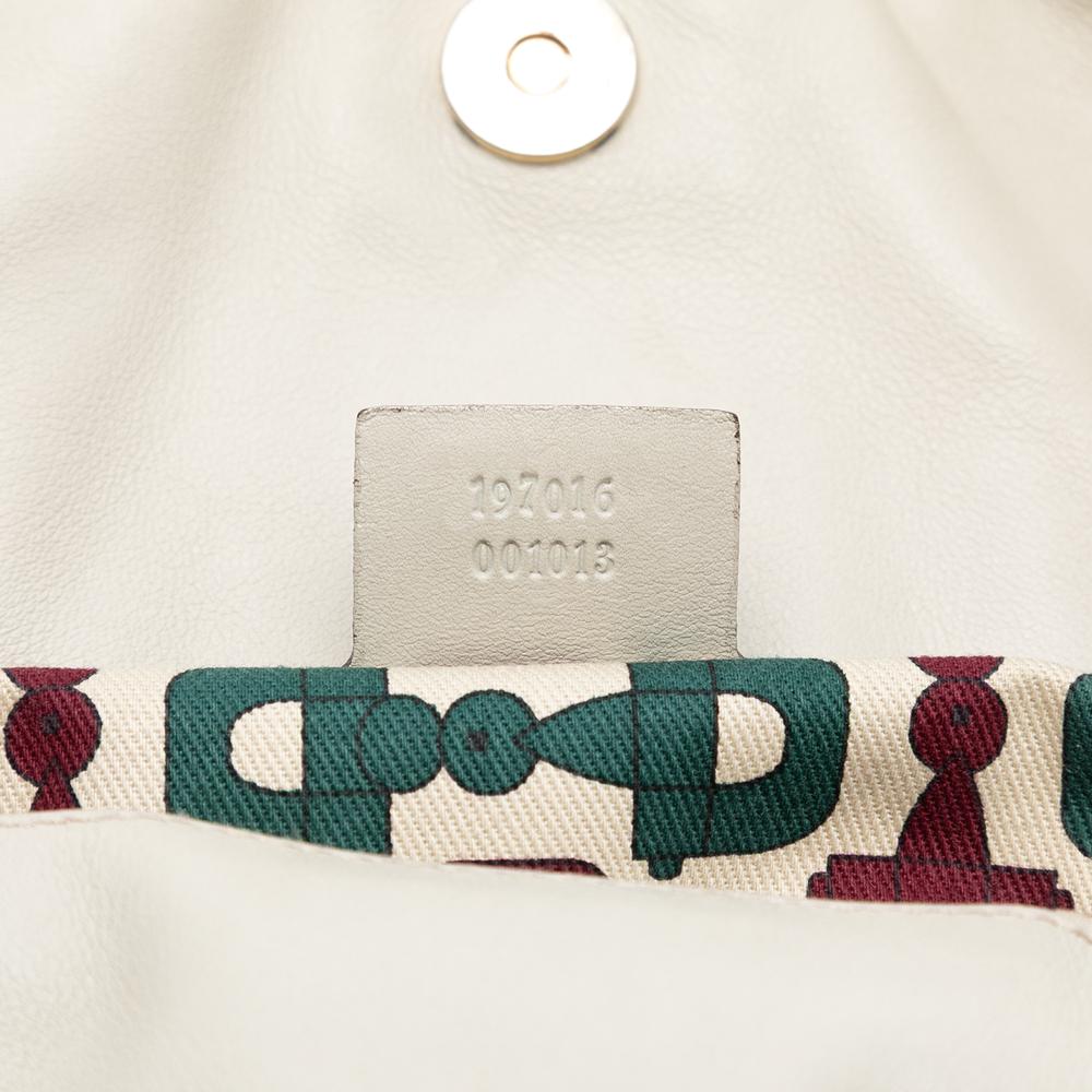 Gucci B Gucci White Calf Leather Large Guccissima Hysteria Satchel Italy