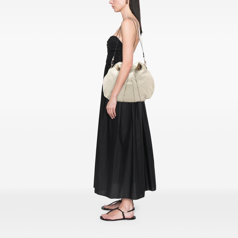 Gucci B Gucci White Calf Leather Large Guccissima Hysteria Satchel Italy