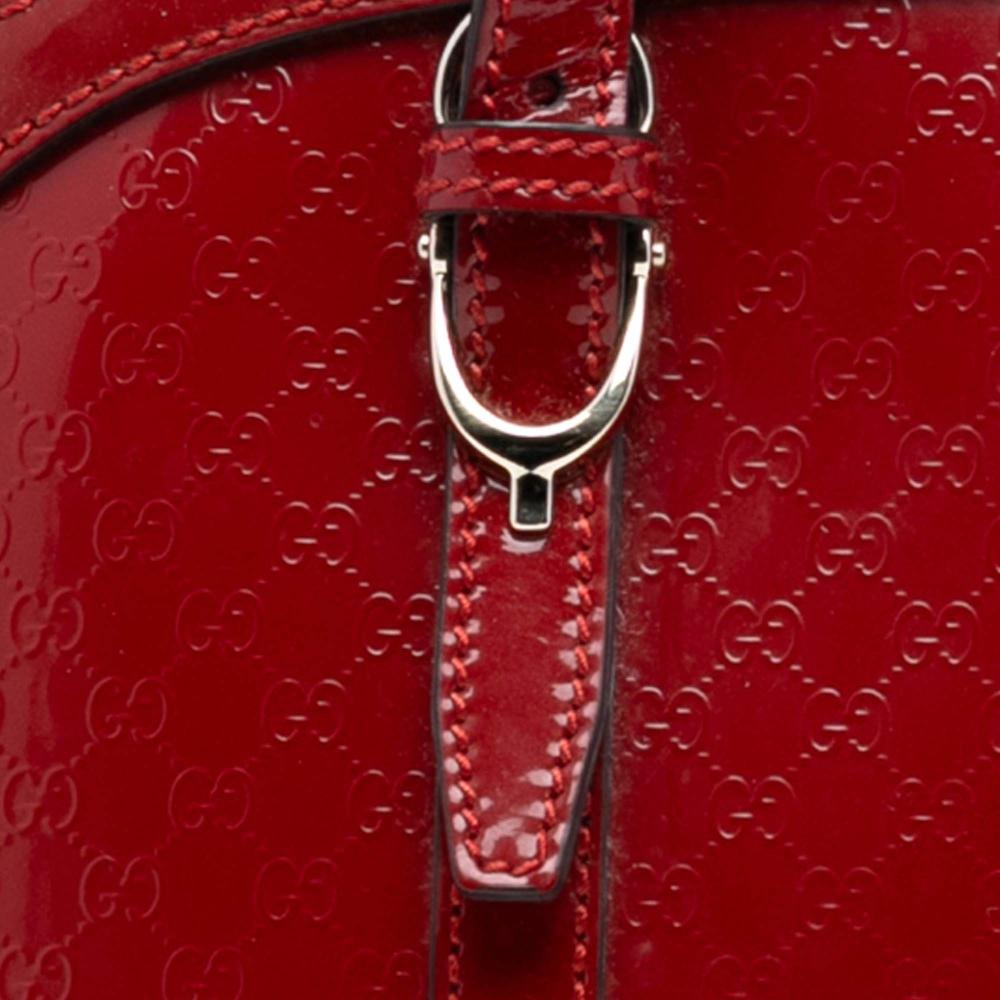 Gucci B Gucci Red Patent Leather Leather Medium Microguccissima Patent Nice Dome Satchel Italy