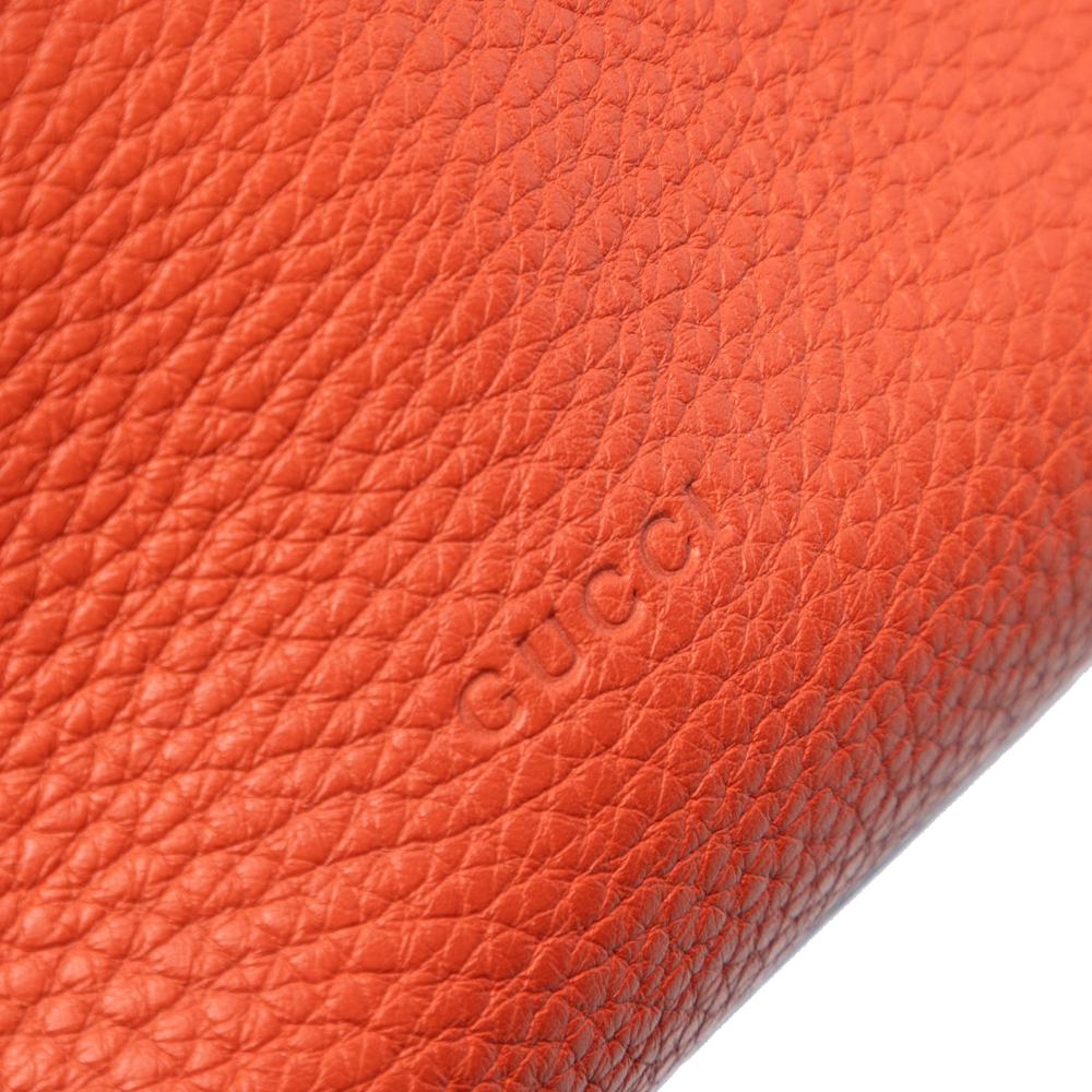Gucci B Gucci Orange Dark Orange Calf Leather Small Bamboo Daily Satchel Italy