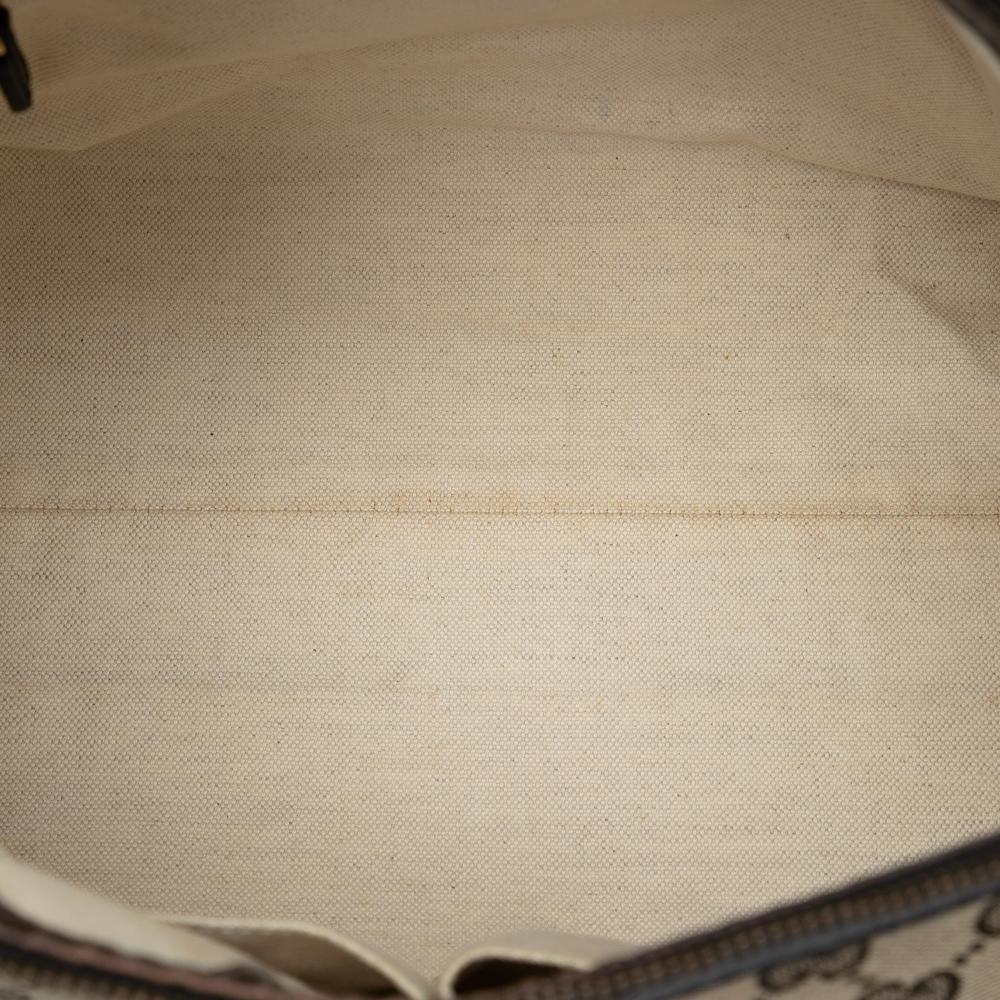 Gucci B Gucci Brown Beige Canvas Fabric GG Scarlett Shoulder Bag Italy