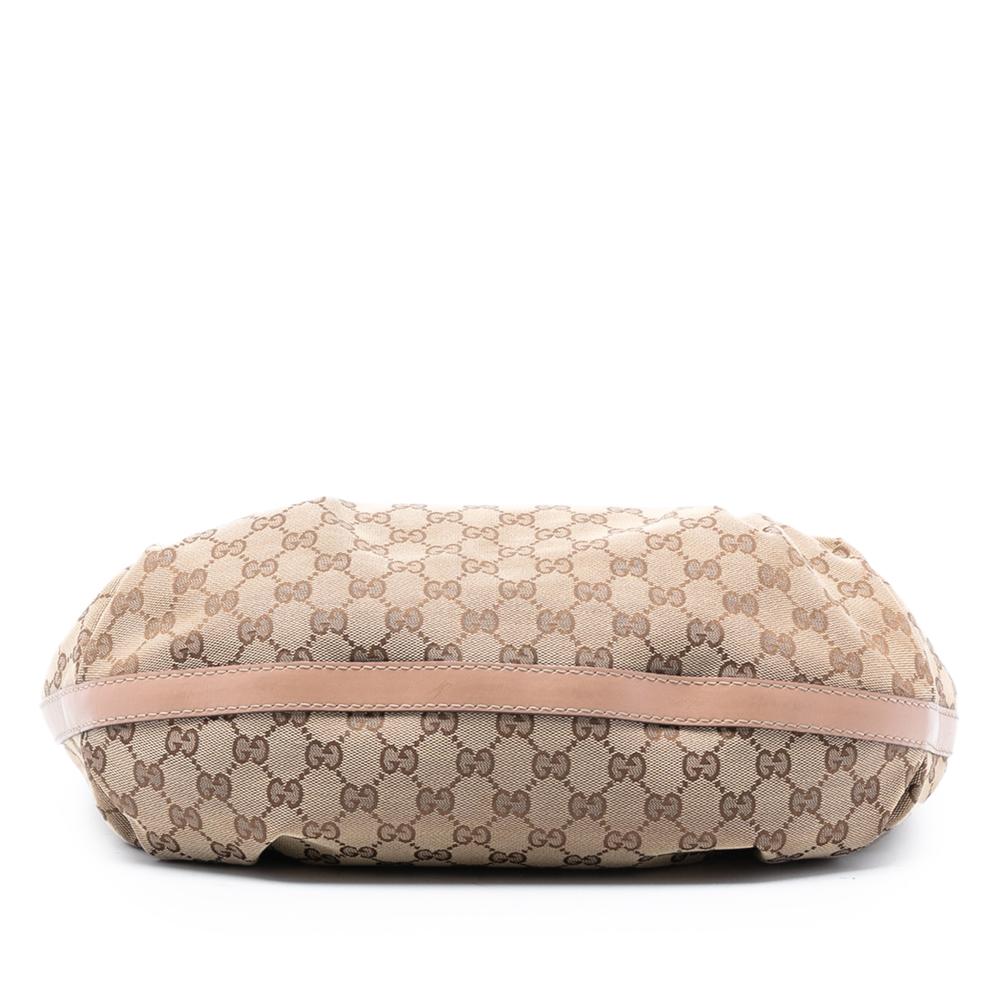 Gucci AB Gucci Brown Beige Canvas Fabric GG Scarlett Tote Italy