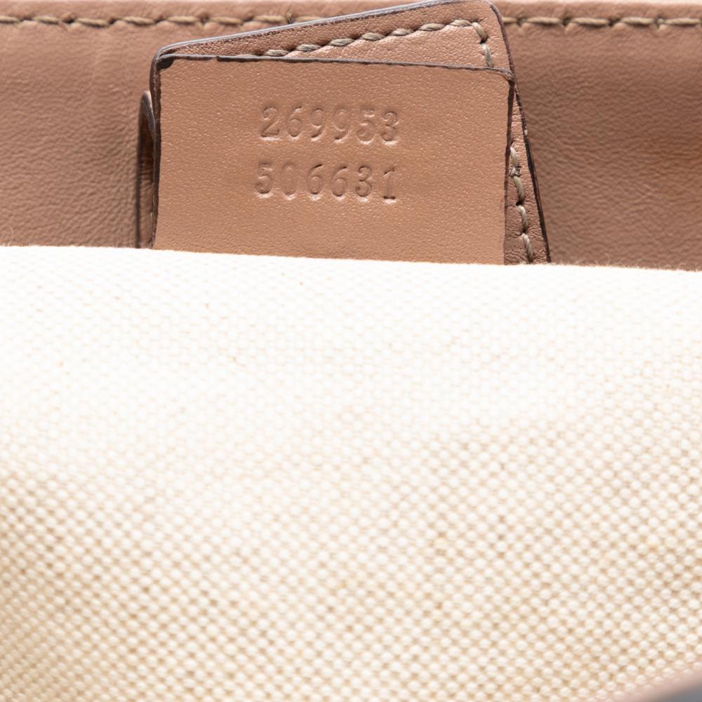 Gucci AB Gucci Brown Beige Canvas Fabric GG Scarlett Tote Italy