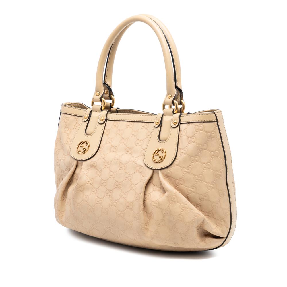 Gucci AB Gucci Brown Beige Calf Leather Guccissima Scarlett Tote Italy