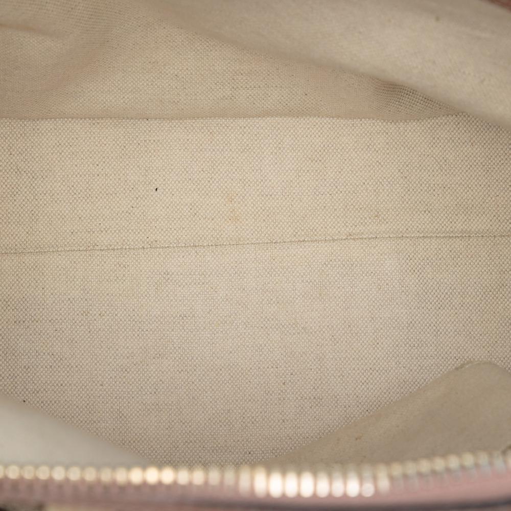 Gucci B Gucci Brown Beige Canvas Fabric Medium GG Bree Dome Tote Italy