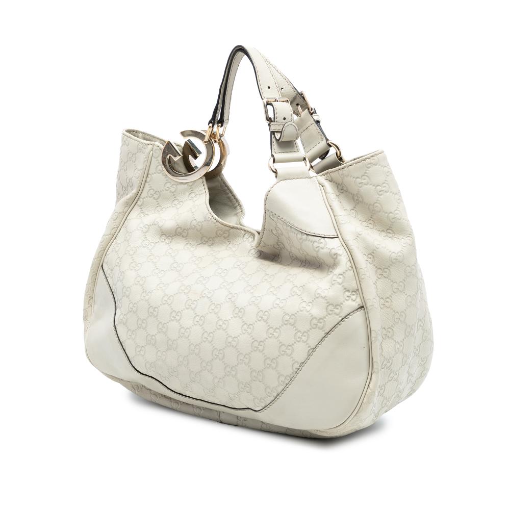 Gucci B Gucci White Calf Leather Large Guccissima Charlotte Tote Italy