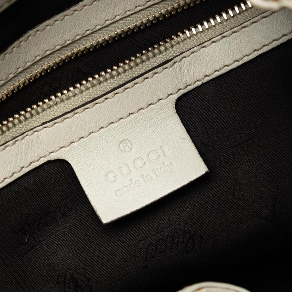 Gucci B Gucci White Calf Leather Large Guccissima Charlotte Tote Italy