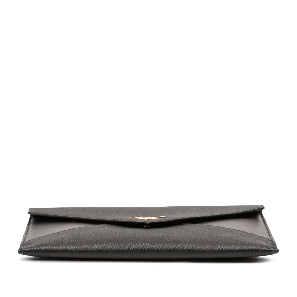 Prada AB Prada Black Saffiano Leather Envelope Clutch Italy