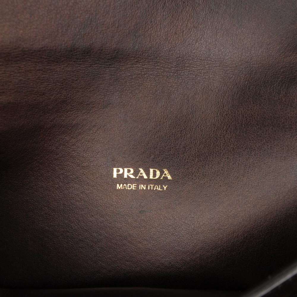 Prada AB Prada Black Saffiano Leather Envelope Clutch Italy