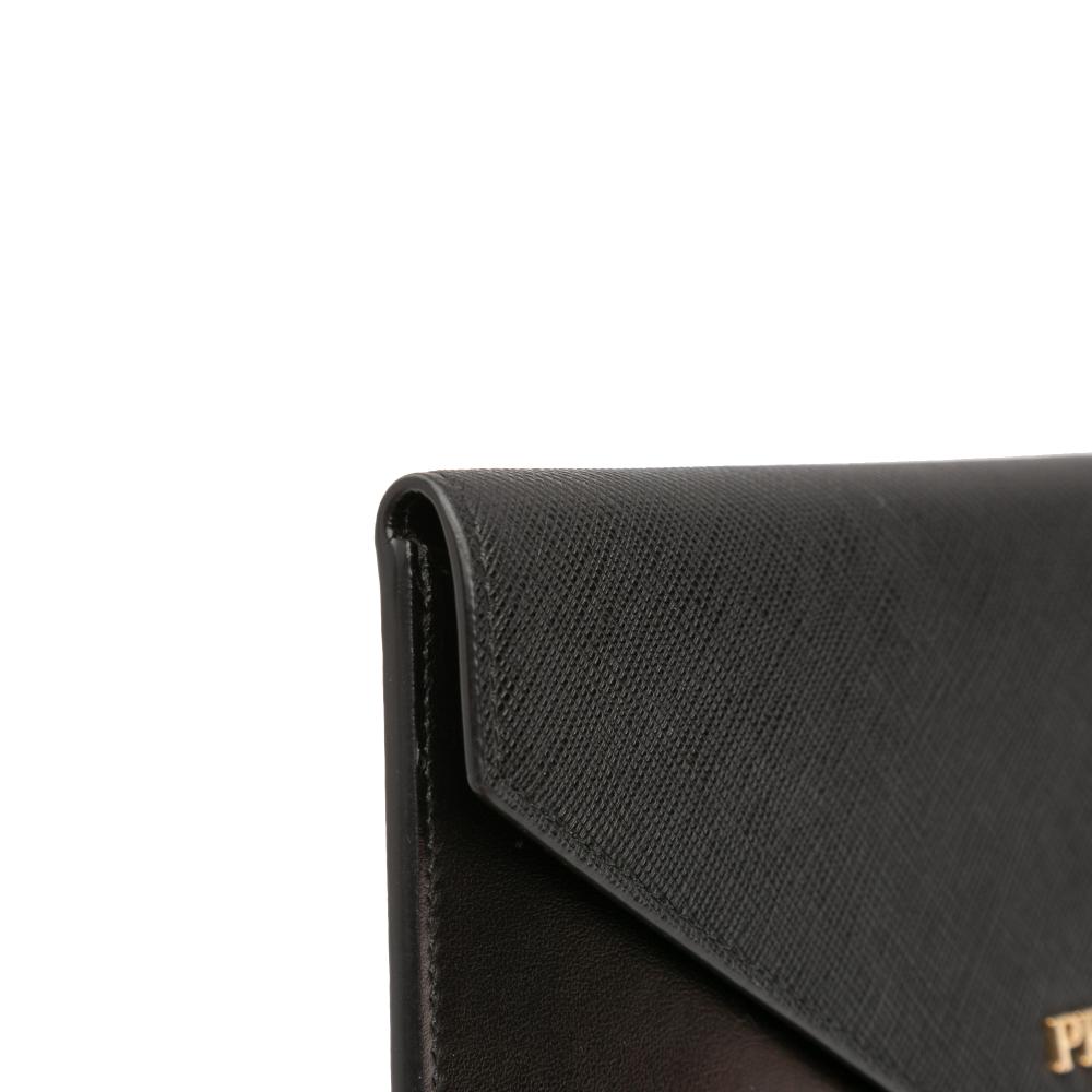 Prada AB Prada Black Saffiano Leather Envelope Clutch Italy