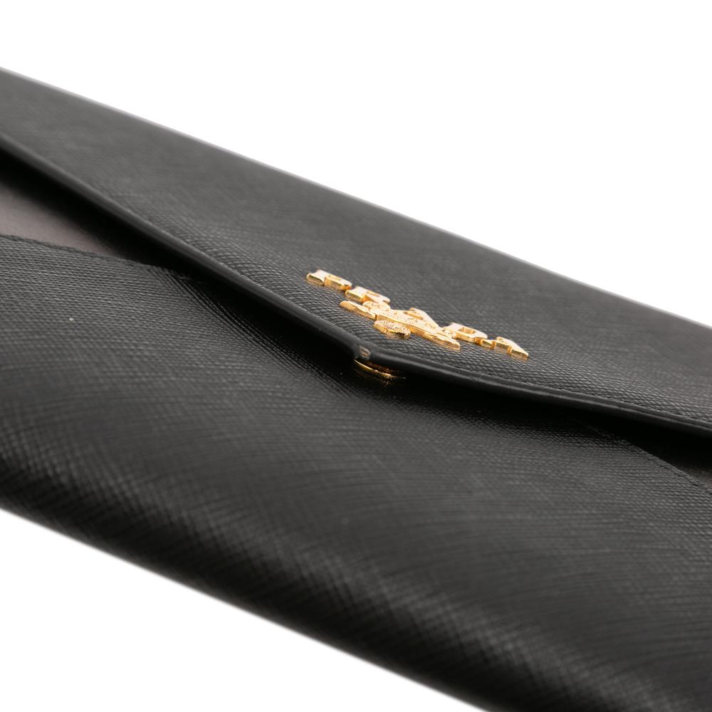 Prada AB Prada Black Saffiano Leather Envelope Clutch Italy