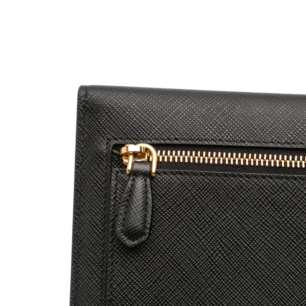 Prada AB Prada Black Saffiano Leather Envelope Clutch Italy