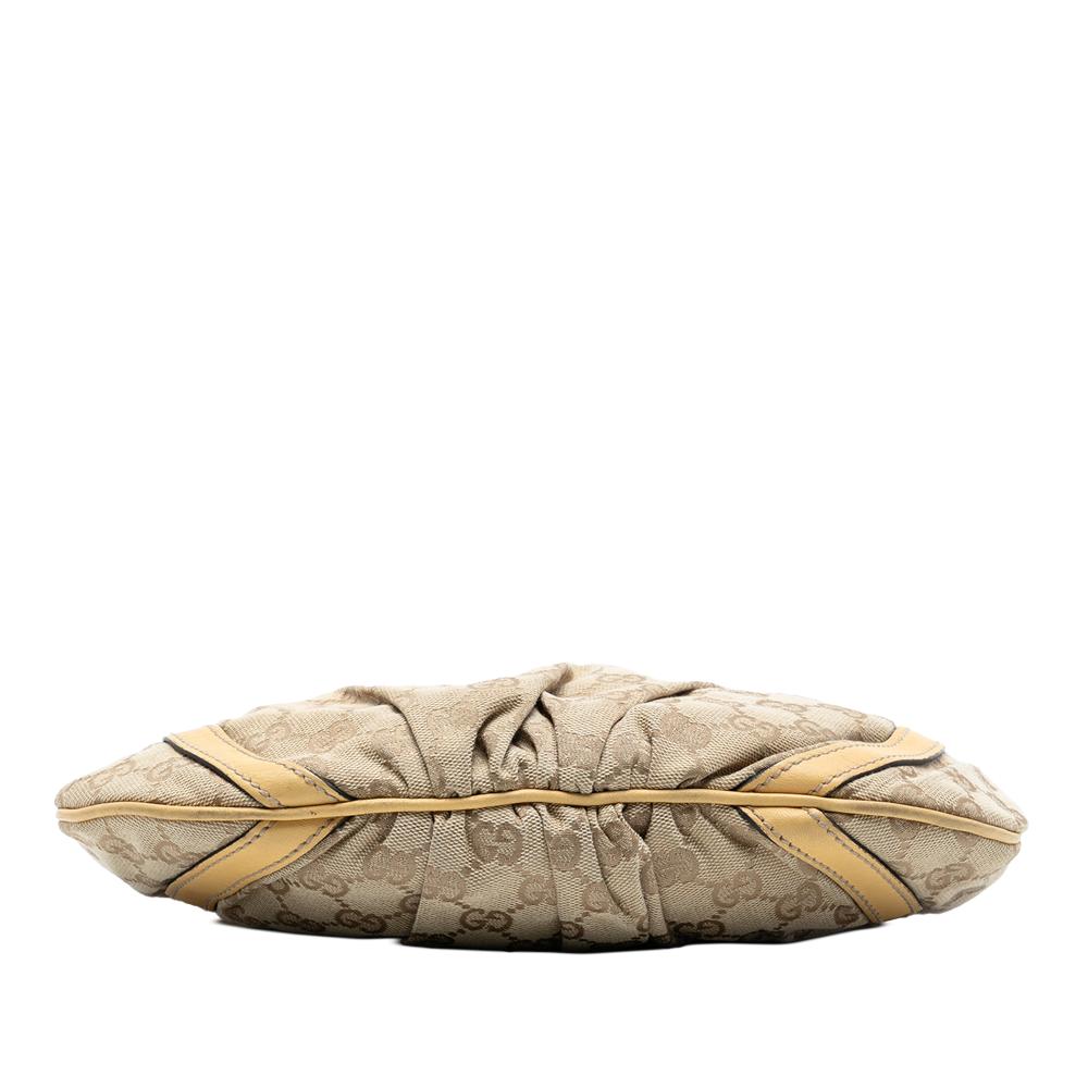 Gucci B Gucci Brown Light Beige Canvas Fabric GG Abbey D Ring Crossbody Italy