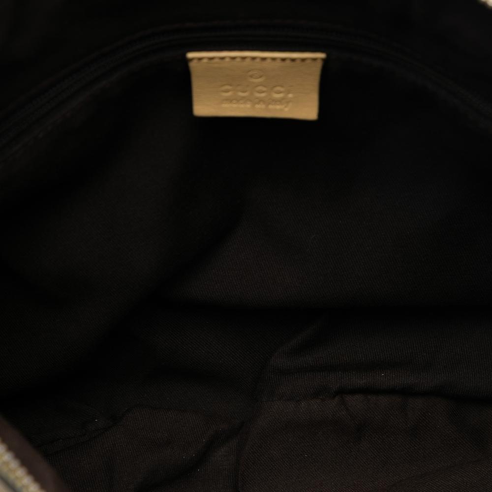 Gucci B Gucci Brown Light Beige Canvas Fabric GG Abbey D Ring Crossbody Italy