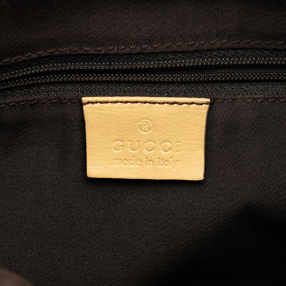 Gucci B Gucci Brown Light Beige Canvas Fabric GG Abbey D Ring Crossbody Italy