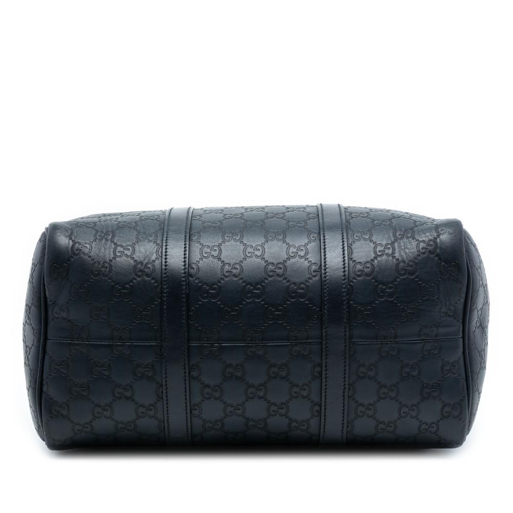 Gucci B Gucci Black Calf Leather Medium Guccissima Joy Boston Bag Italy