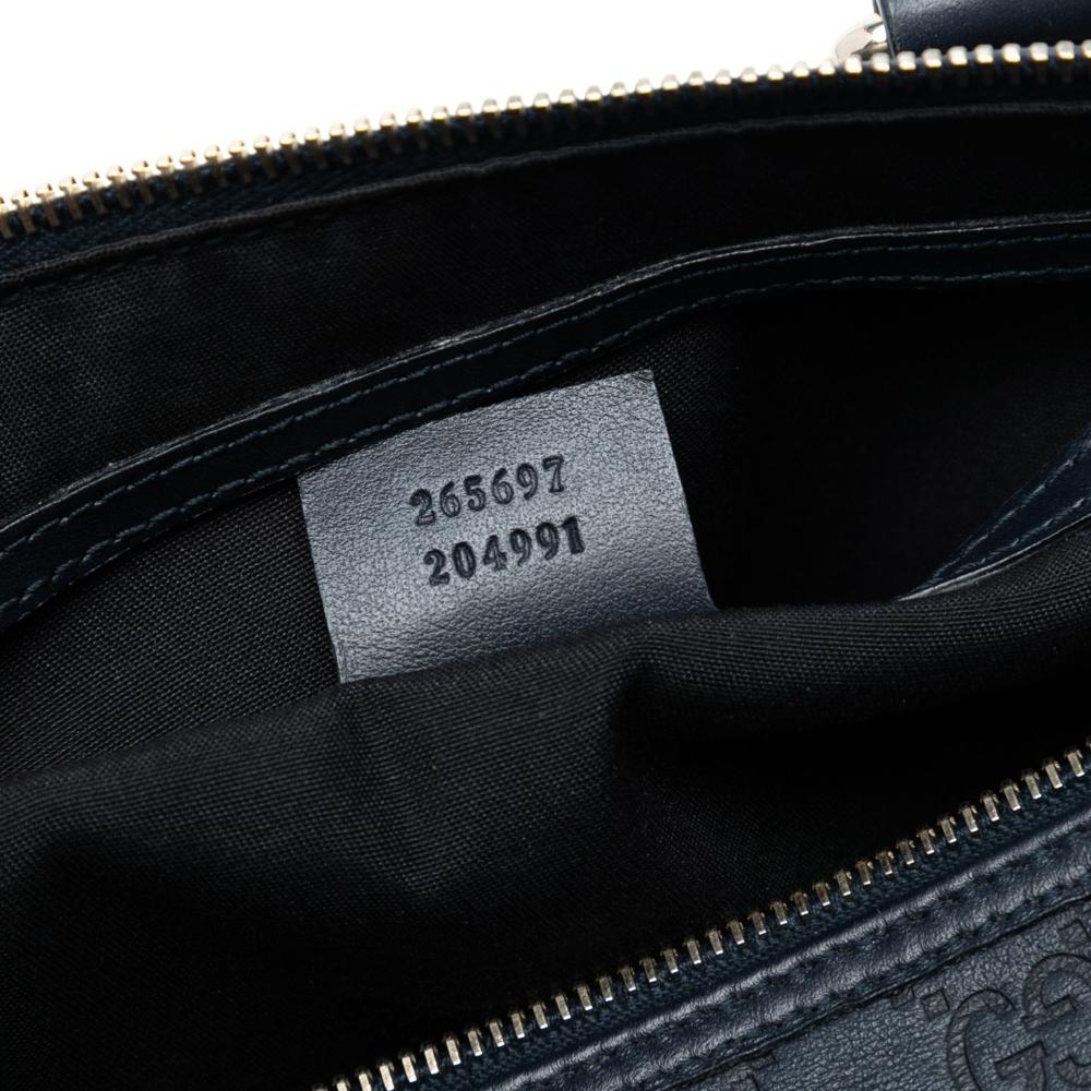 Gucci B Gucci Black Calf Leather Medium Guccissima Joy Boston Bag Italy