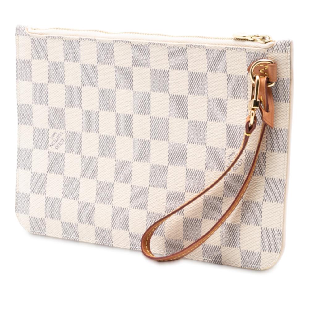 Louis Vuitton AB Louis Vuitton White Damier Canvas Fabric Damier Azur Neverfull MM Pouch France
