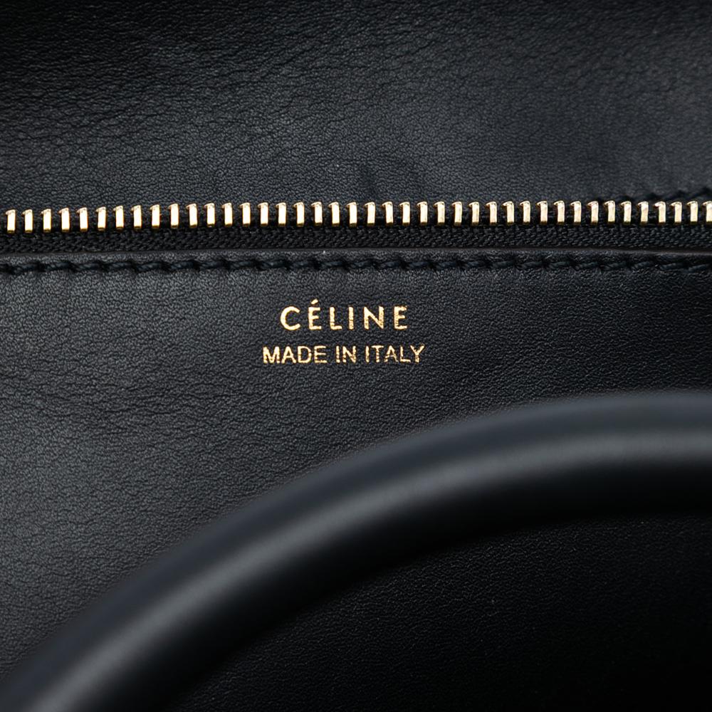 Celine B Celine Blue Navy with Black Calf Leather Medium Bicolor Embossed skin Tie Knot Tote Italy