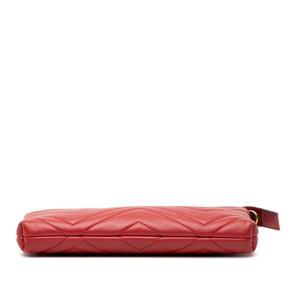 Gucci B Gucci Red Calf Leather Mini GG Marmont Matelasse Wallet On Chain Italy