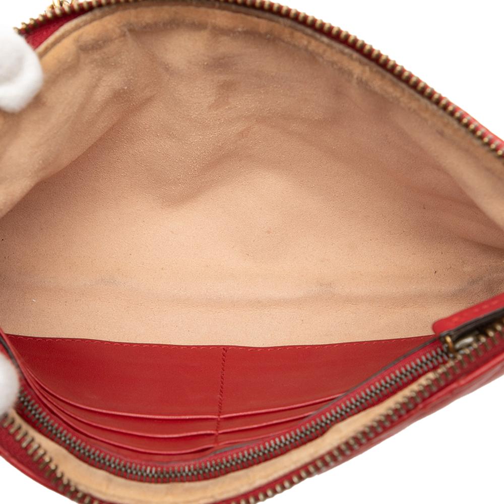 Gucci B Gucci Red Calf Leather Mini GG Marmont Matelasse Wallet On Chain Italy