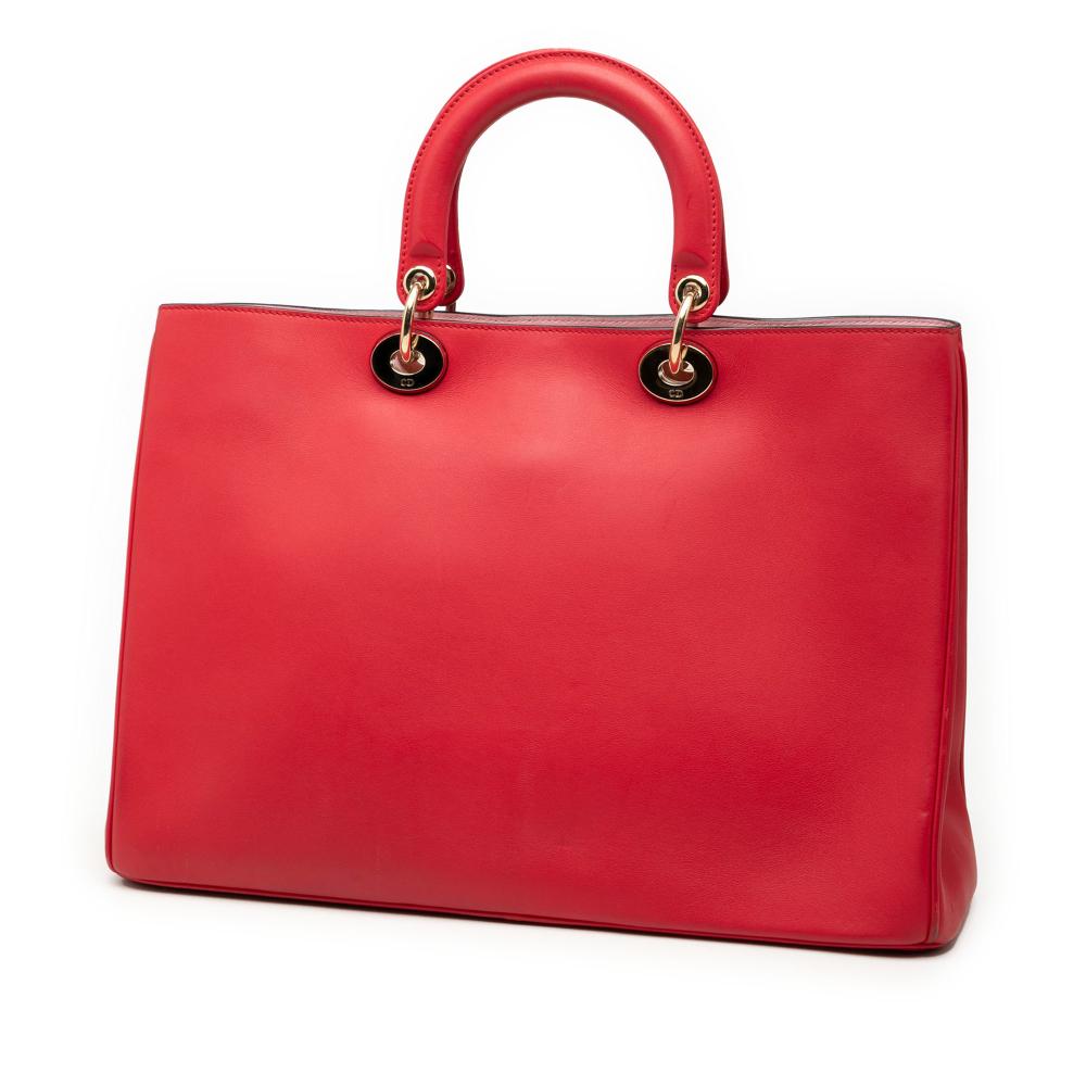 Christian Dior B Dior Red Calf Leather Large Smooth skin Diorissimo Satchel Italy
