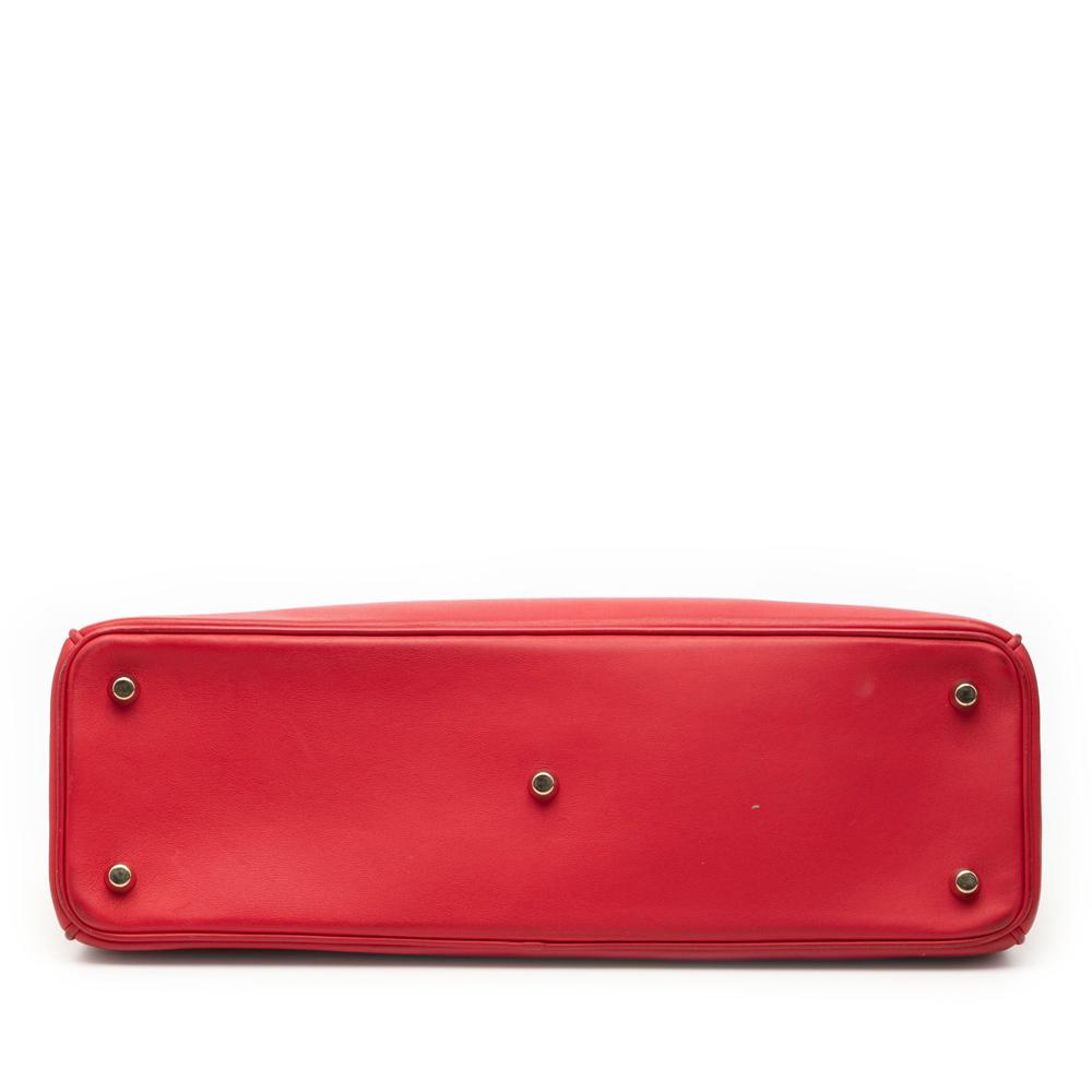 Christian Dior B Dior Red Calf Leather Large Smooth skin Diorissimo Satchel Italy
