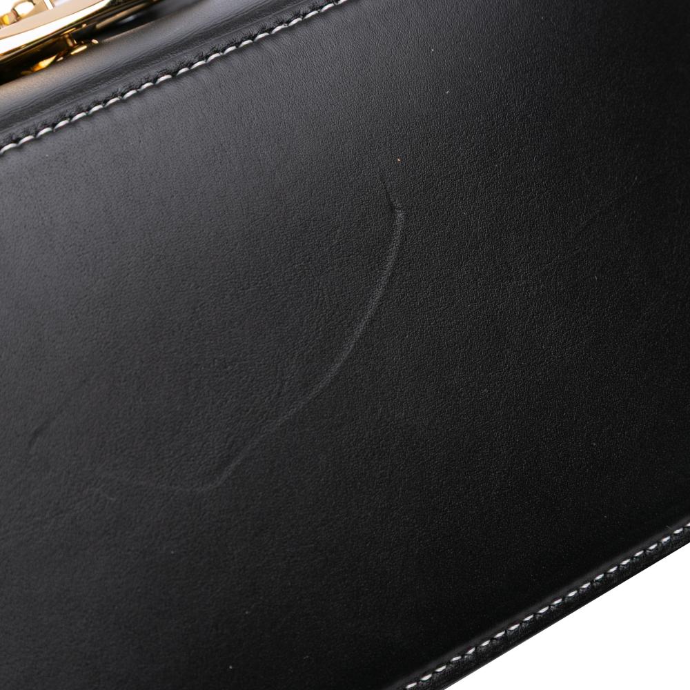 Valentino AB Valentino Black Calf Leather Medium Ohval Flap Bag Italy