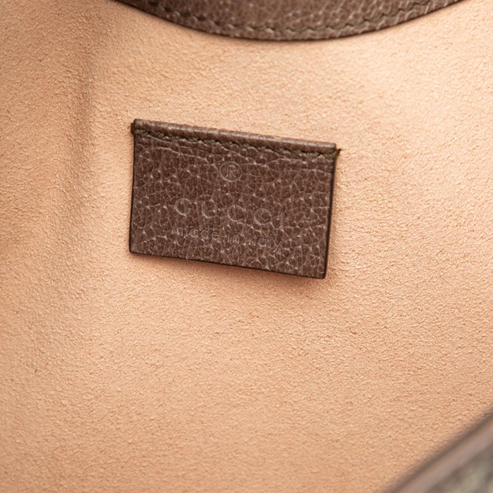 Gucci AB Gucci Brown Beige Coated Canvas Fabric GG Supreme Web Ophidia Flap Clutch Italy