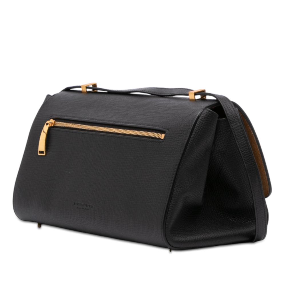 Bottega Veneta B Bottega Veneta Black Calf Leather Grained skin BV Angle Shoulder Bag Italy