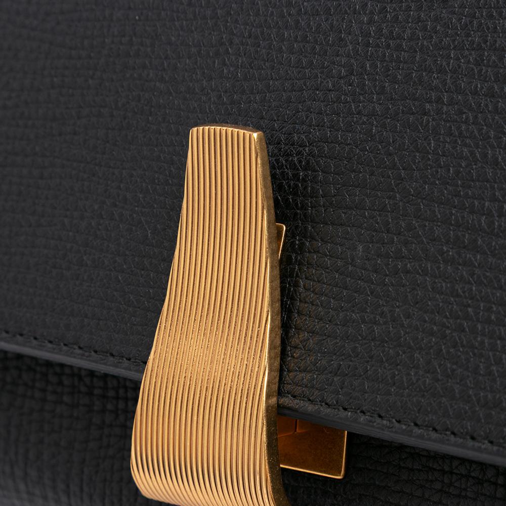 Bottega Veneta B Bottega Veneta Black Calf Leather Grained skin BV Angle Shoulder Bag Italy