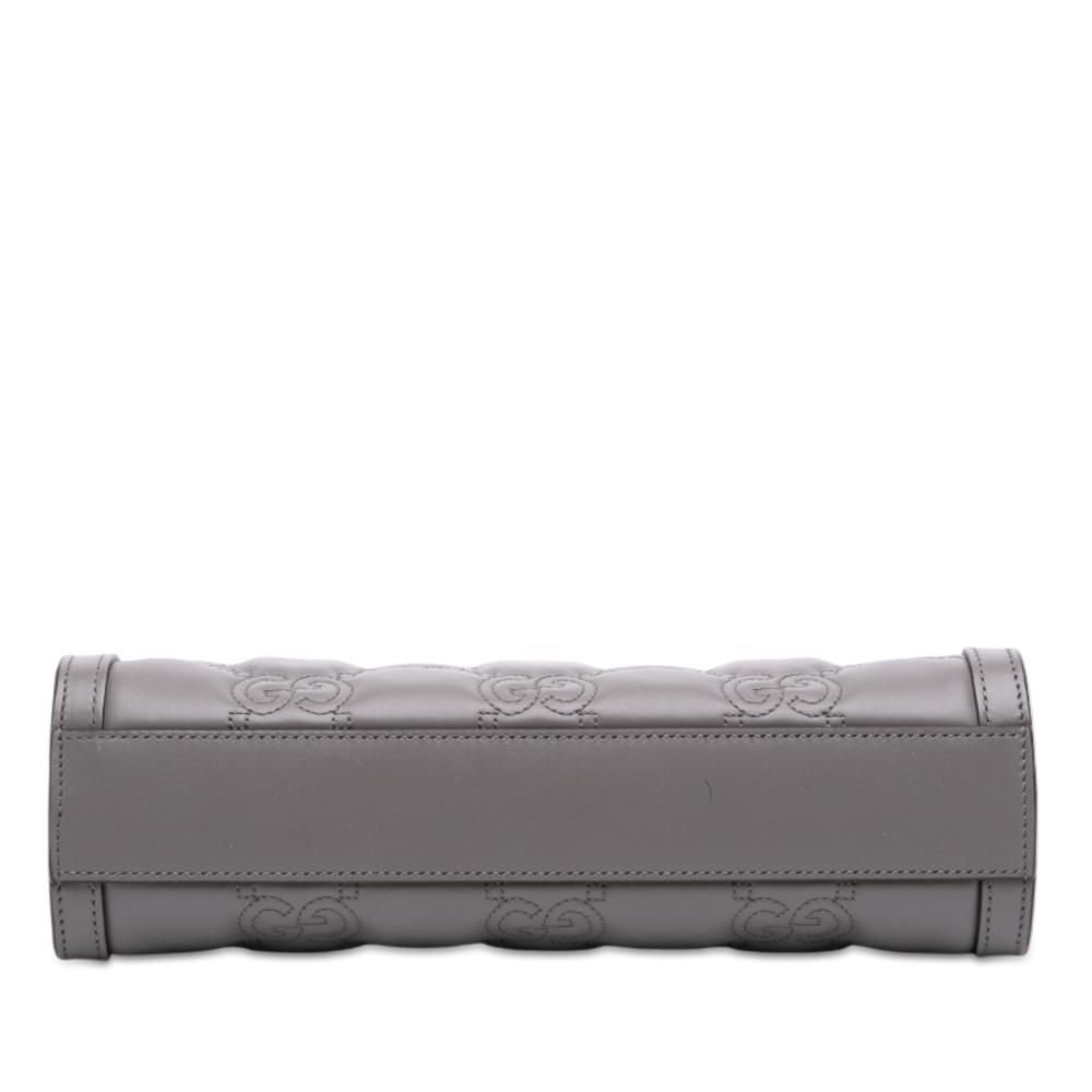 Gucci AB Gucci Gray Calf Leather Small GG Marmont Matelasse Ophidia Chain Bag Italy