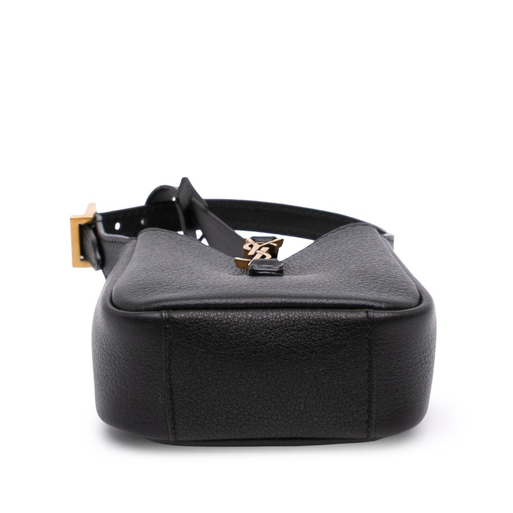 Saint Laurent AB Saint Laurent Black Calf Leather Micro Grained skin Supple Le 5 a 7 Handbag Italy
