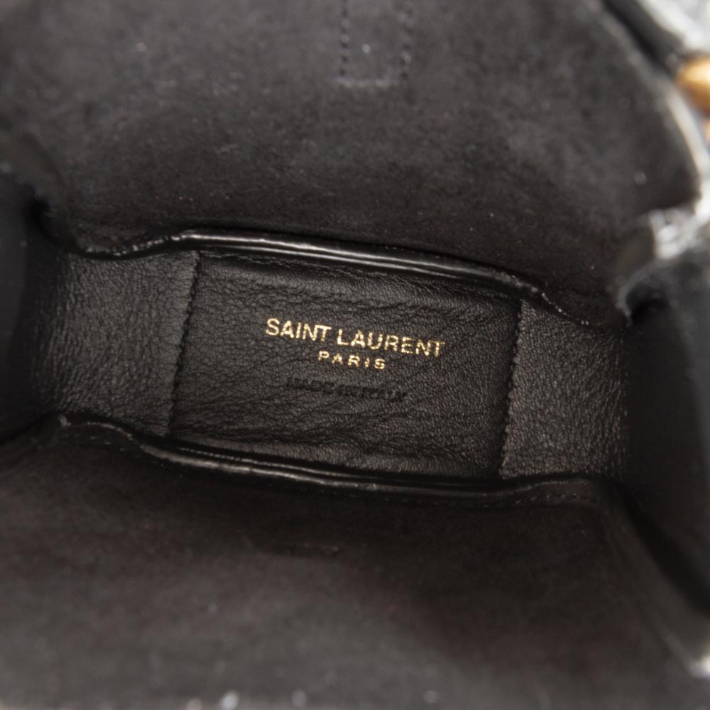 Saint Laurent AB Saint Laurent Black Calf Leather Micro Grained skin Supple Le 5 a 7 Handbag Italy