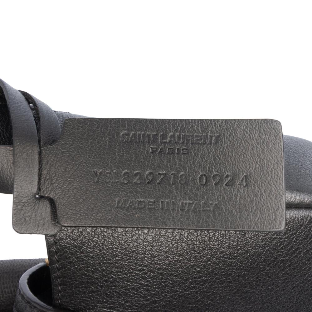 Saint Laurent AB Saint Laurent Black Calf Leather Micro Grained skin Supple Le 5 a 7 Handbag Italy
