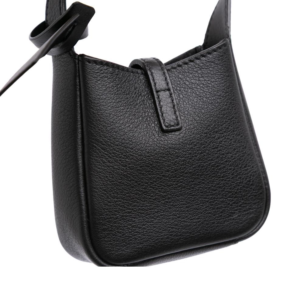 Saint Laurent AB Saint Laurent Black Calf Leather Micro Grained skin Supple Le 5 a 7 Handbag Italy