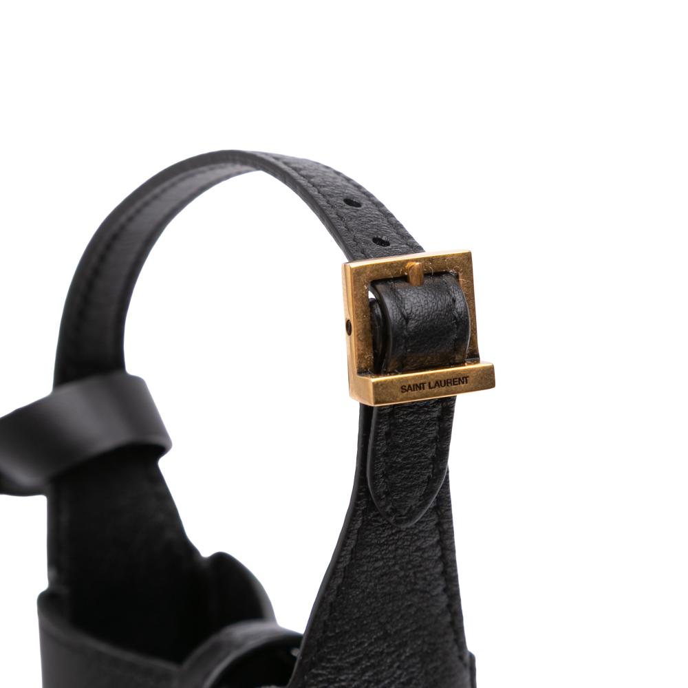 Saint Laurent AB Saint Laurent Black Calf Leather Micro Grained skin Supple Le 5 a 7 Handbag Italy