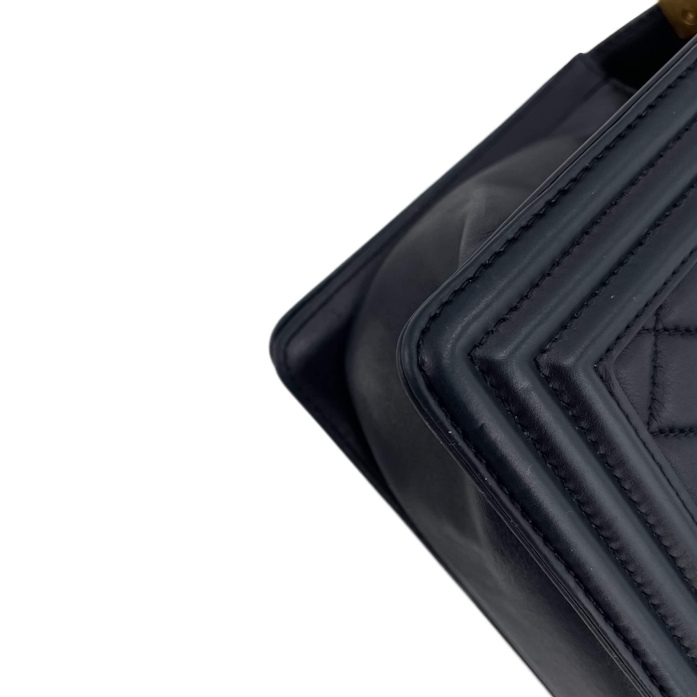 Chanel Boy Medium Quilted Lambskin Leather  Bag Blue