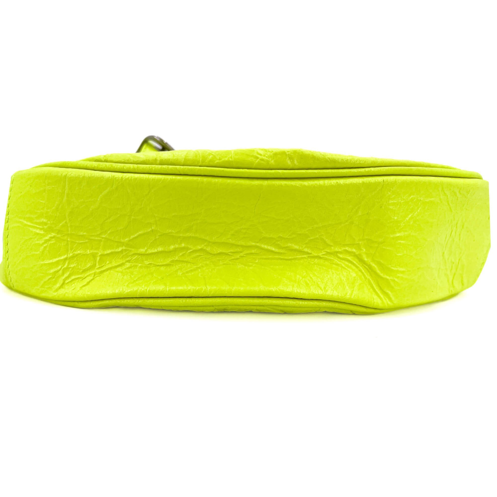Balenciaga Le Cagole XS Arena Lambskin Leather 2-Ways Hobo Bag Fluo