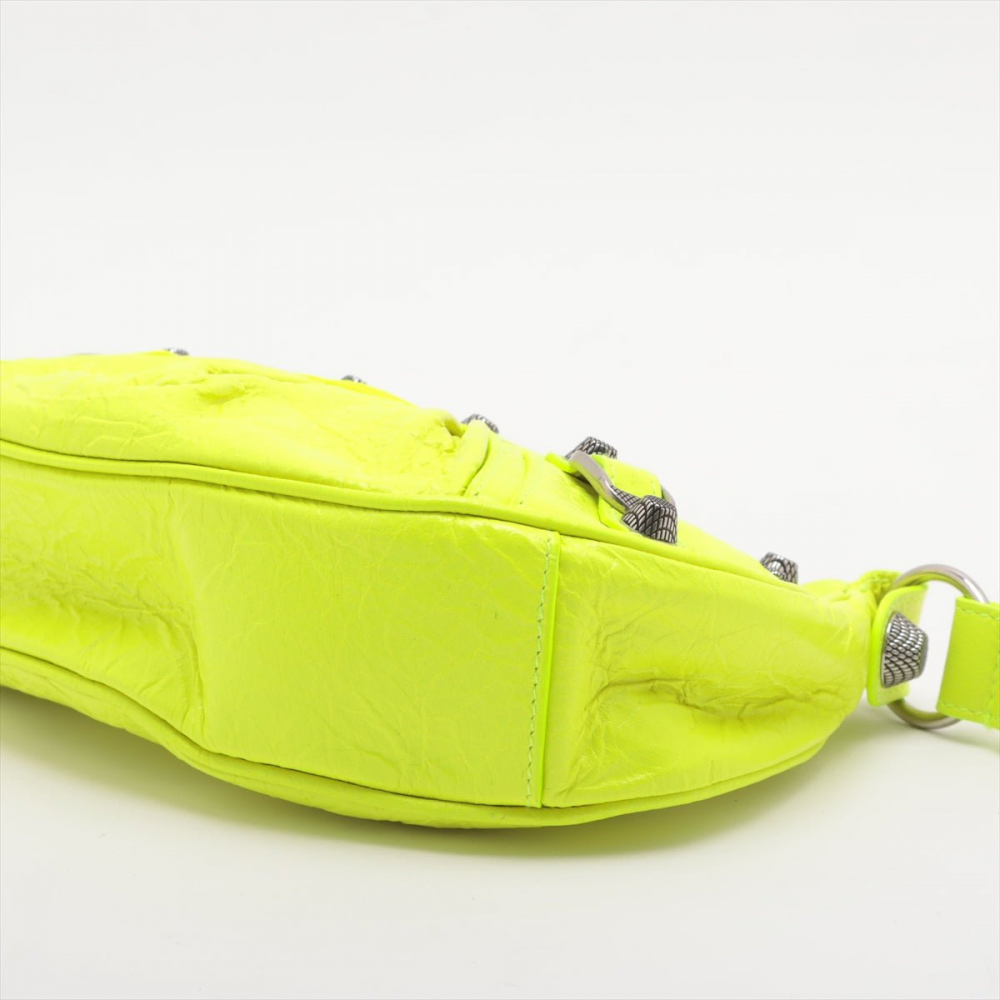 Balenciaga Le Cagole XS Arena Lambskin Leather 2-Ways Hobo Bag Fluo