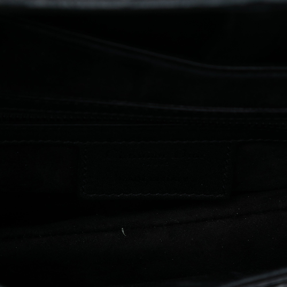 Christian Dior Saddle Embossed Calfskin Leather Oblique No Strap Handbag Black