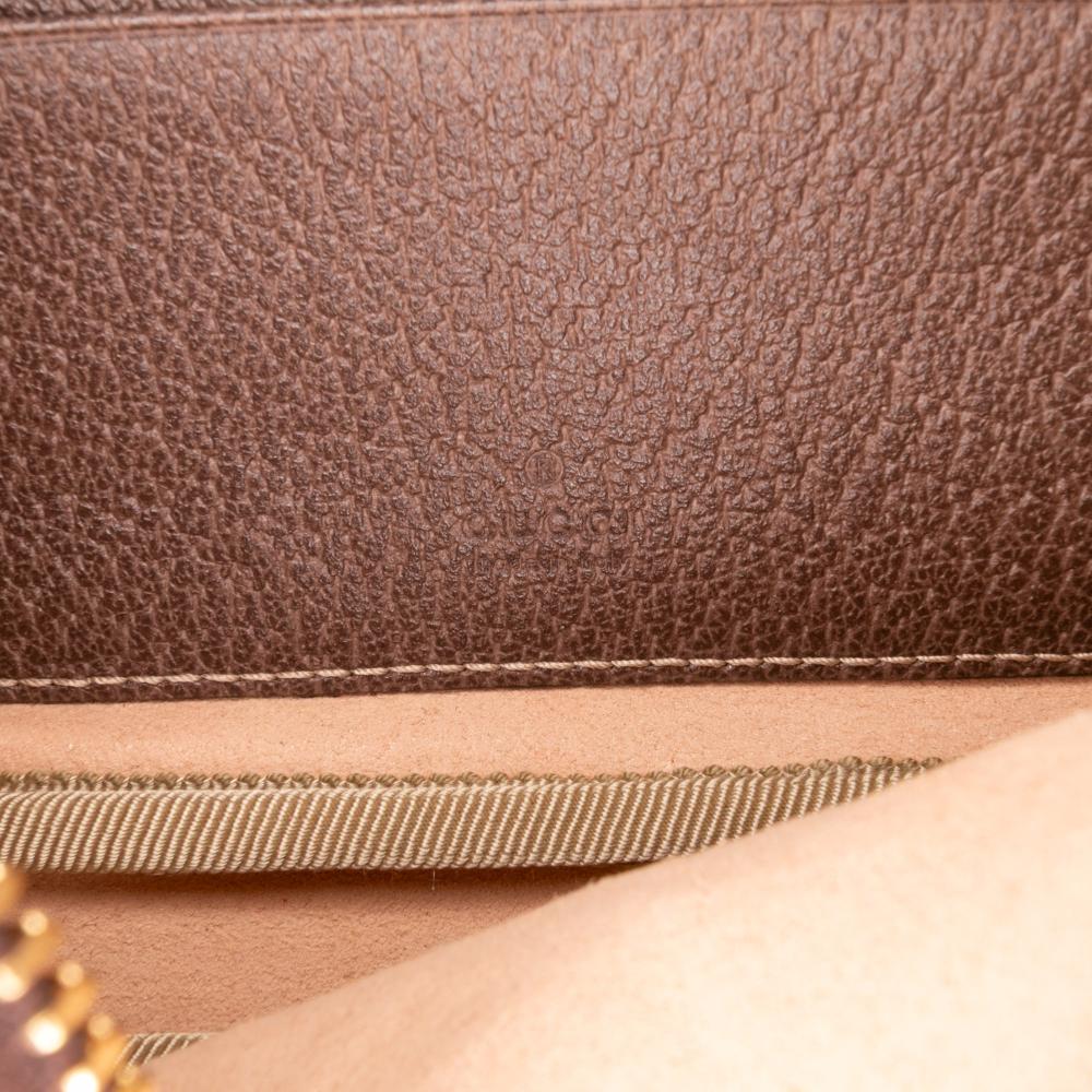 Gucci AB Gucci Brown Beige Coated Canvas Fabric Small GG Supreme Web Ophidia Belt Bag Italy