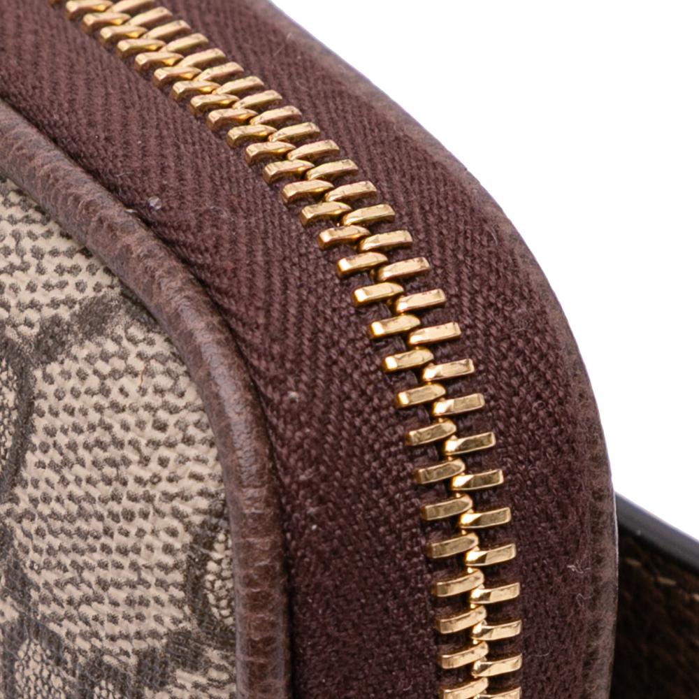 Gucci AB Gucci Brown Beige Coated Canvas Fabric Small GG Supreme Web Ophidia Belt Bag Italy