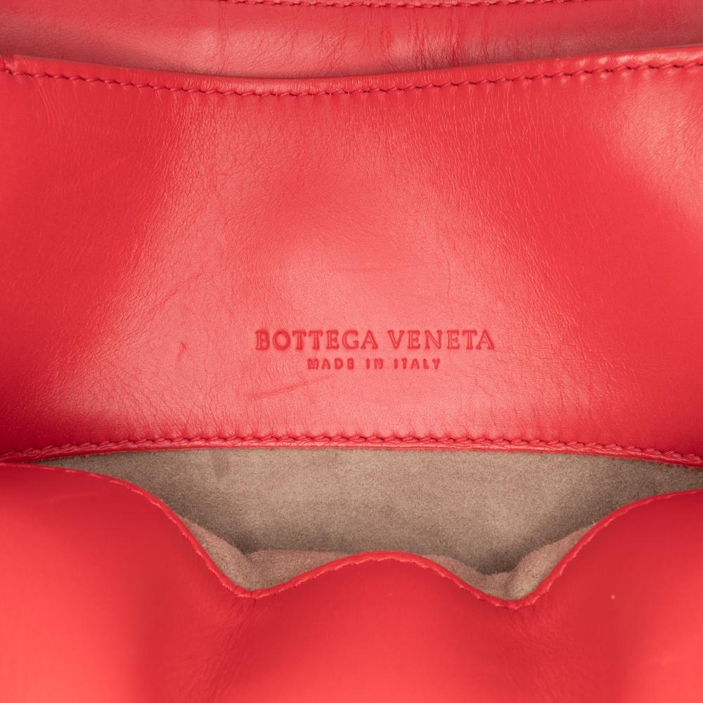 Bottega Veneta B Bottega Veneta Red Nappa Leather Leather Small Nappa Intrecciato Roma Satchel Italy